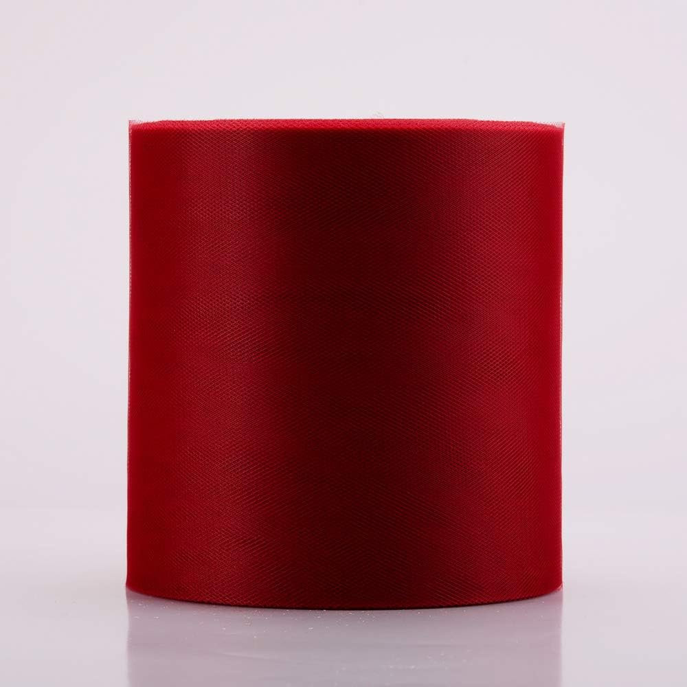 Tulle Rolls 6” by 100 Yards (300 feet) Tulle Roll Spool Fabric for DIY Tutu Skirts Wedding Baby Shower Crafts Decorations Party Supplies (Burgundy)