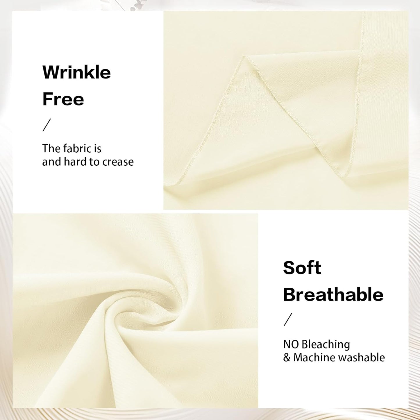 VOK Wedding Arch Draping Fabric Chiffon Curtains, 29in x 18Ft Sheer Chiffon Outdoor Curtain for Wedding Ceremony Birthday Party Decoration (Light Yellow,4 Panel)