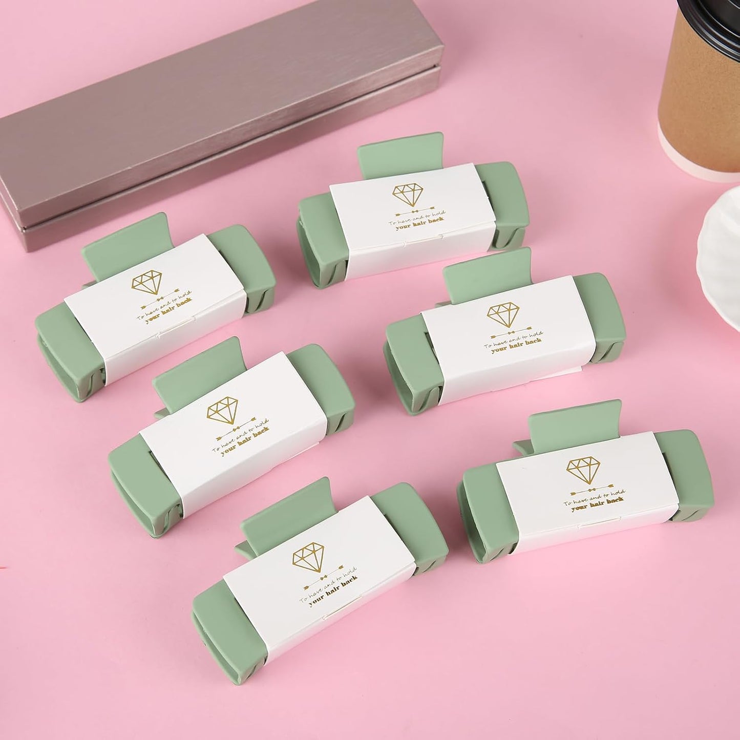 24pcs Bridesmaid Proposal Gifts 4.1inch Bachelorette Matte hair Claw Clip Sunglasses set of 12 Girls Trendy Cute Hair Clips for Wedding Party Favors(Sage Green 24pcs)