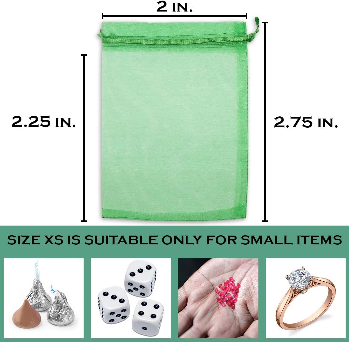 TheDisplayGuys 48-Pack 2" x 2-3/4" Light Green Sheer Organza Gift Bags with Drawstring, Jewelry Candy Treat Wedding Party Favors Mesh Pouch