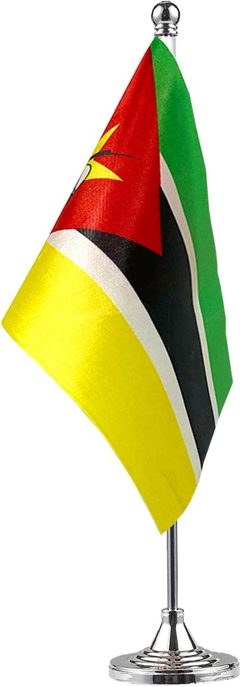 GentleGirl.USA Mozambique Table Flags,Stick Small Mini Mozambican Flag Office Desk Flag on Stand with Stand Base, International Festival Mozambique Theme Party Decoration,Home Desk Decoration