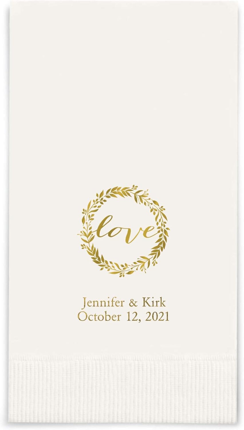 Weddingstar Personalized Printed Paper Napkins 3-Ply 40 Pack Dinner - Rectangular Fold White