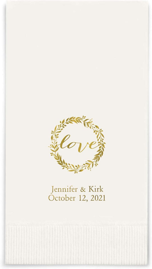 Weddingstar Personalized Printed Paper Napkins 3-Ply 40 Pack Dinner - Rectangular Fold White