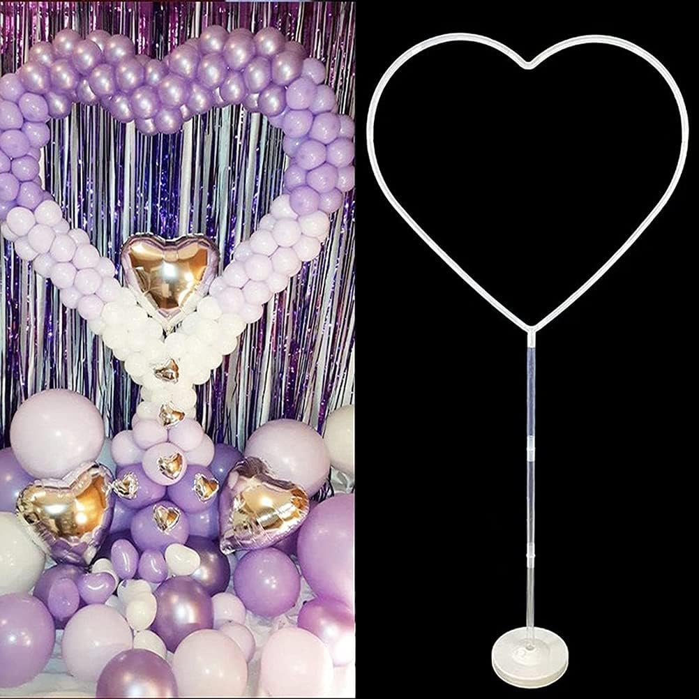 Balloon Column Heart Shape Arch Set with Stand Base and Balloon Sticks, Balloon Arch Frame Column Holder Decoration for Birthday/Wedding/Baby Shower Party