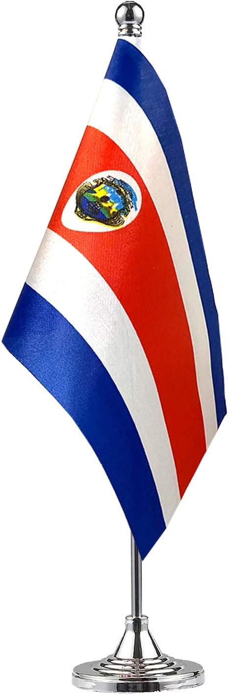 GentleGirl.USA Costa rica Table Flags Stick Small Mini Costa Rican Flag Office Desk Flag on Stand with Stand Base, International Festival Decoration,Costa Rican Theme Party Decoration,Home Decoration