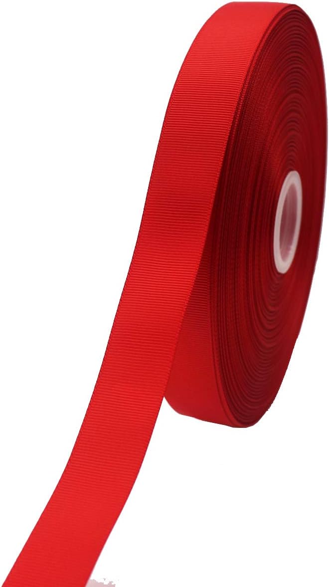 Jesep One Roll 100 Yards 1" Soild Grosgrain Ribbon Boutique Gift Wrapping Package Ribbon, DIY Crafts Bow Hair Headband Accessories Assorted Ribbon#235 (1" 25mm, Red)