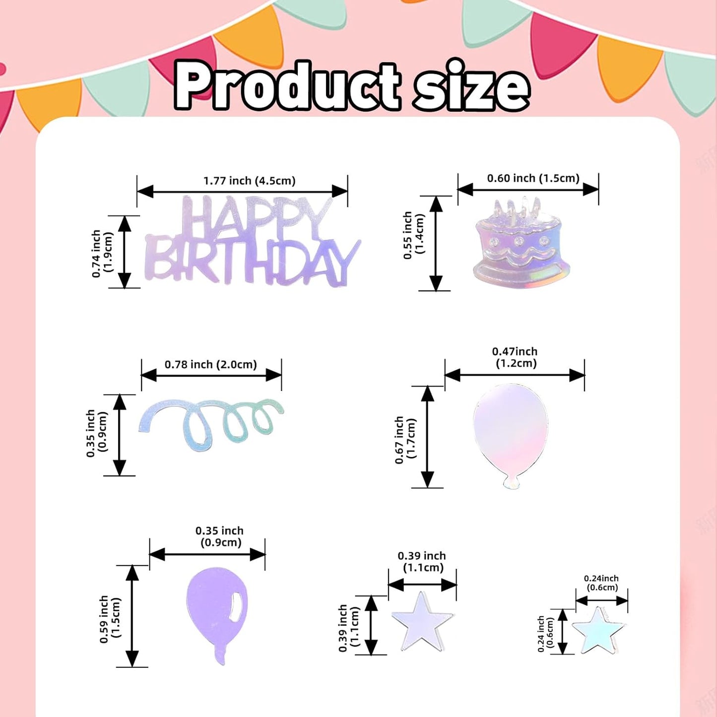 Iridescent Happy Birthday Confetti, 3000 Pcs Birthday Cake Table Metallic Foil Confetti Party Table Decor for Party, Baby Shower, DIY Arts and Crafting