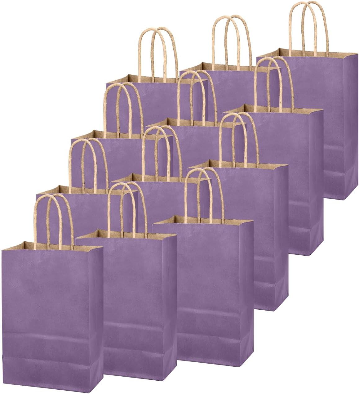 qiqee Grape Purple Gift Bag with Handles Bulk 24Pcs Paper Bags -8.3"x6"x3. 15" Party Favor Bags - Solid Color