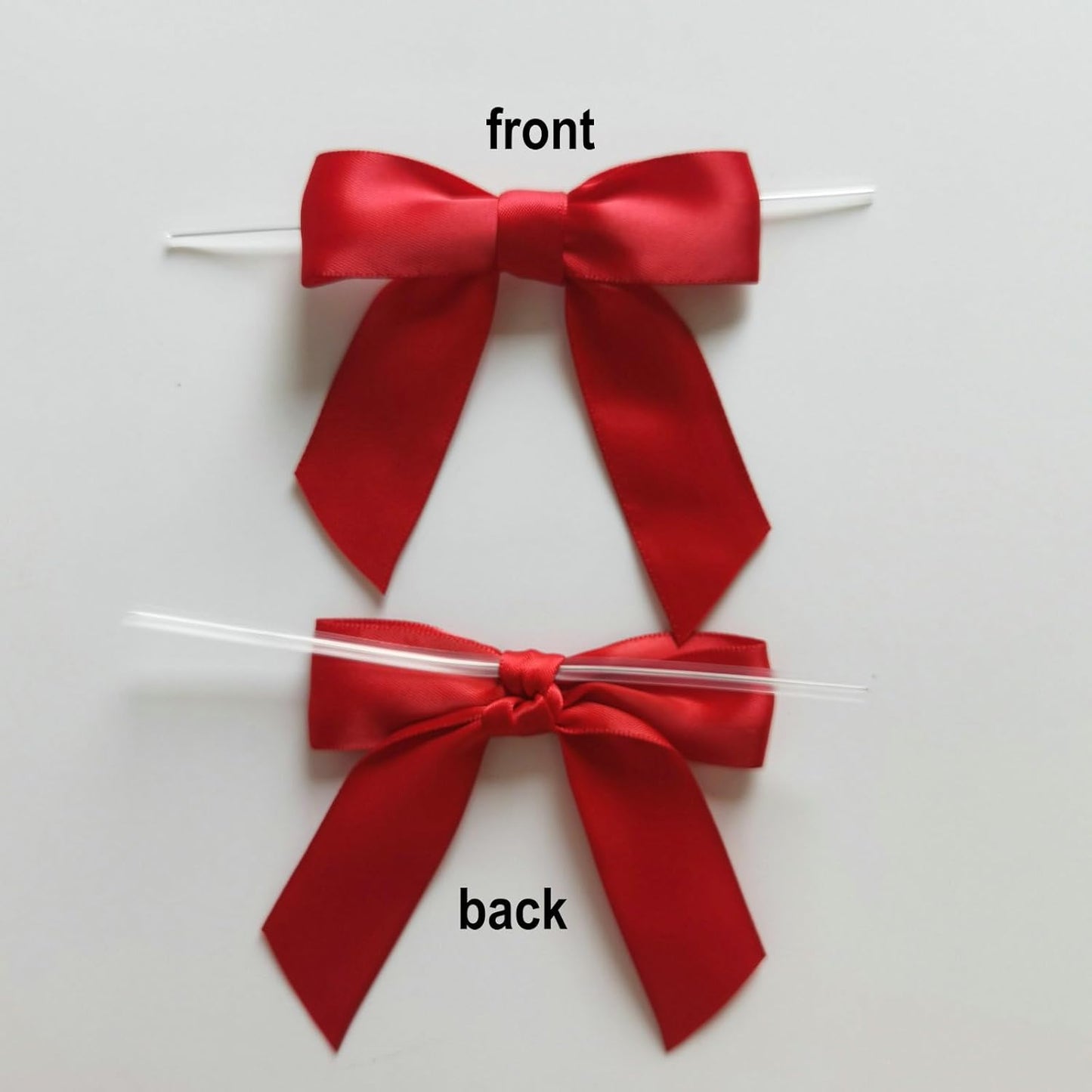 50pcs 3-1/2" Red Satin Ribbon Bows with Twist Ties Giant Bows for Christmas Holiday Gift Packing&Wrapping (Red)