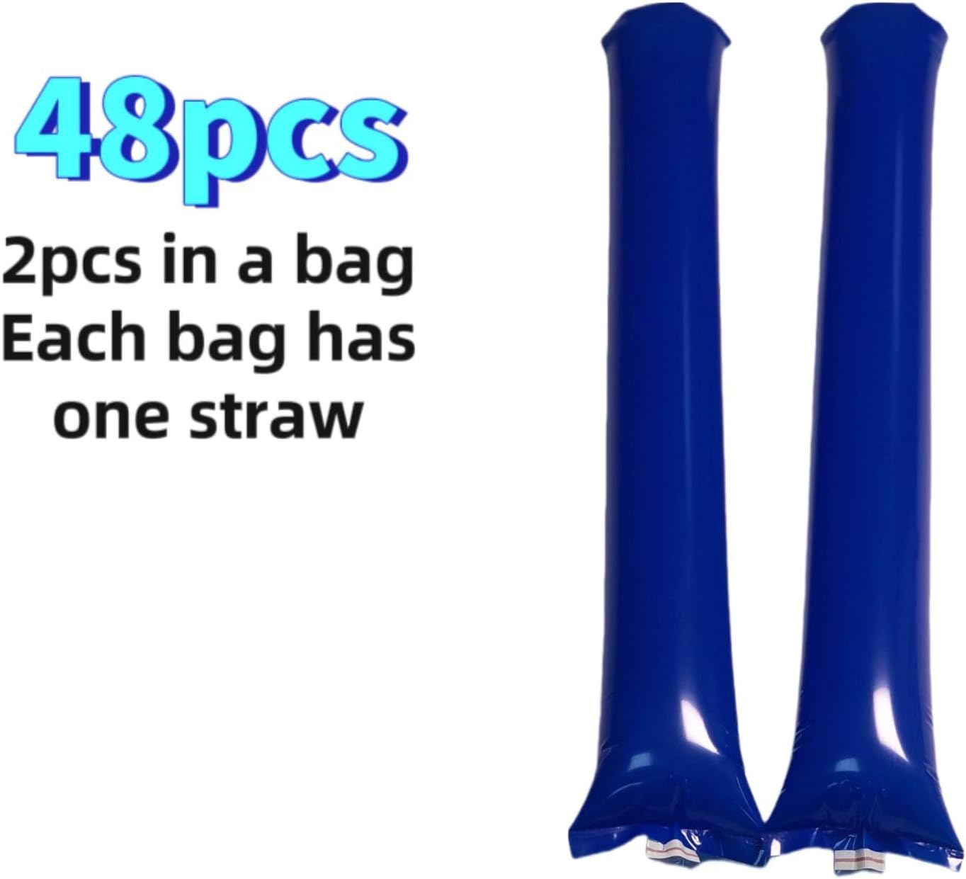 48pcs Round Head Boom Sticks Thunder Sticks Cheering Sticks Team Spirit Plastic Cheerleading Spirit Stick Clapper Inflatable Noise Maker Sports Supply (Blue)