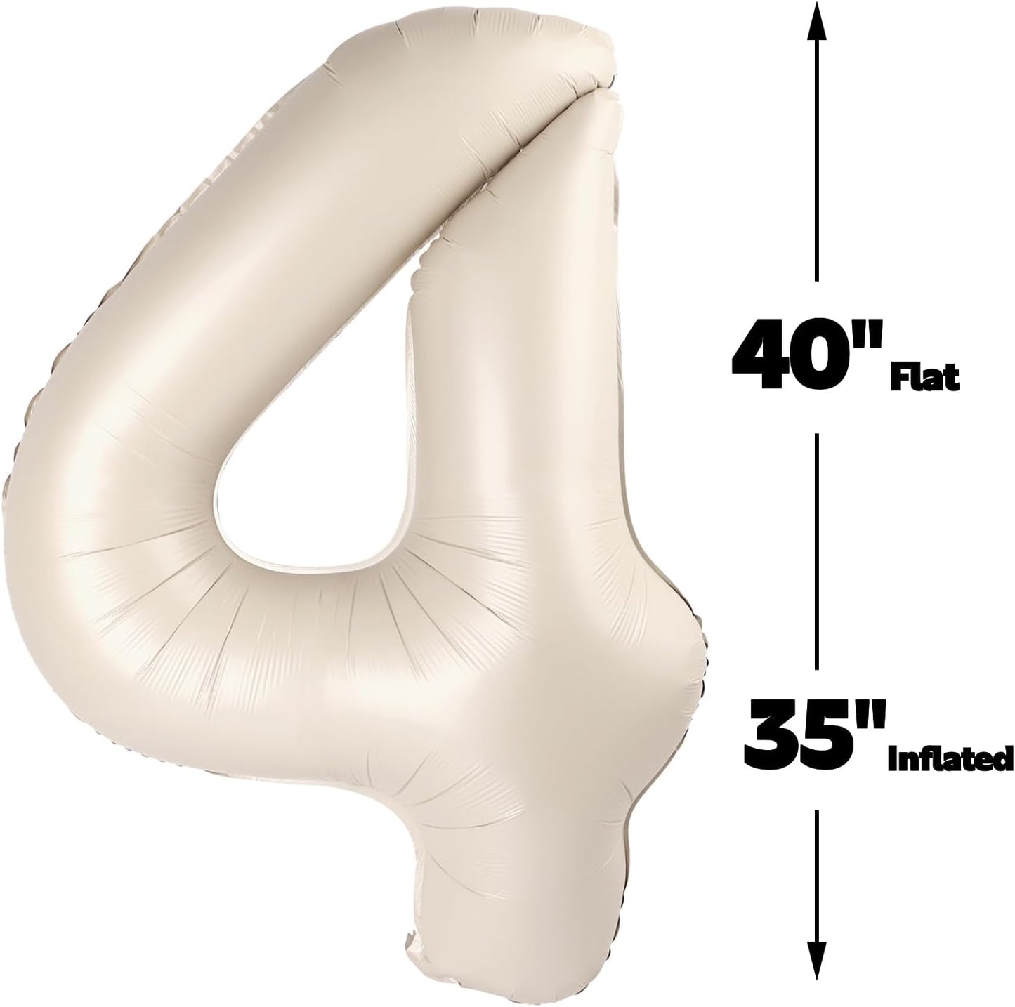 40 Inch Cream White Large Number 14 41 Birthday Balloon, Giant Number 14 41 Balloons, Foil Mylar Big Balloons for Anniversary Graduation Supplies Decorations