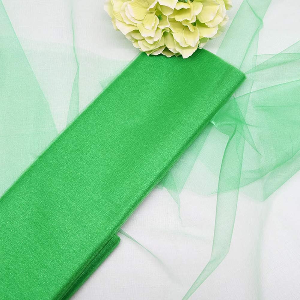 Crystal Organza Tulle Sheer Fabric Backdrop Curtains for Wedding Baby Shower Birthday Party Event Decor, 19” by 30 Yard (Green)
