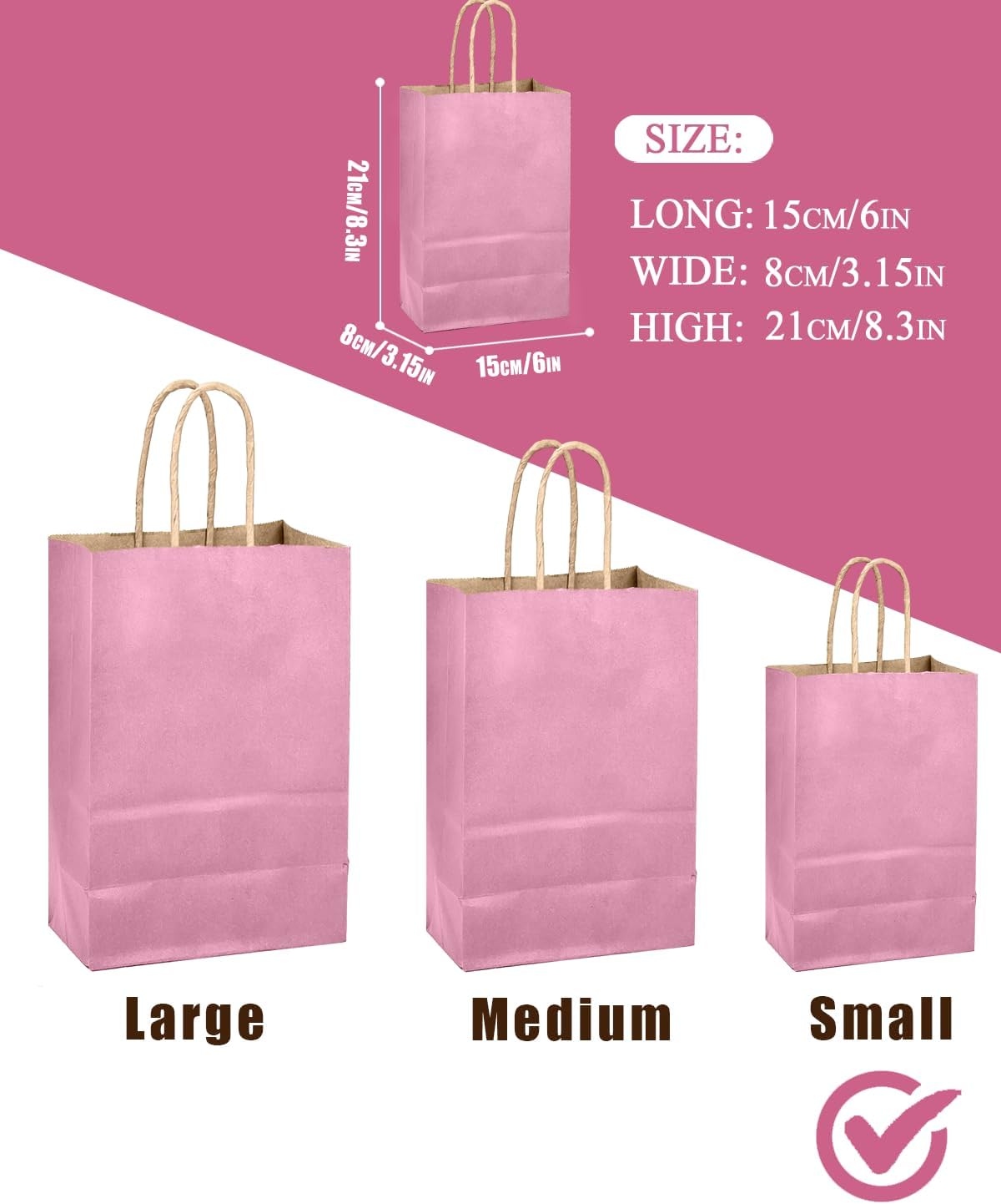 qiqee Purple Gift Bag with Handles Bulk 24Pcs Paper Bags -8.3"x6"x3. 15" Party Favor Bags - Solid Color