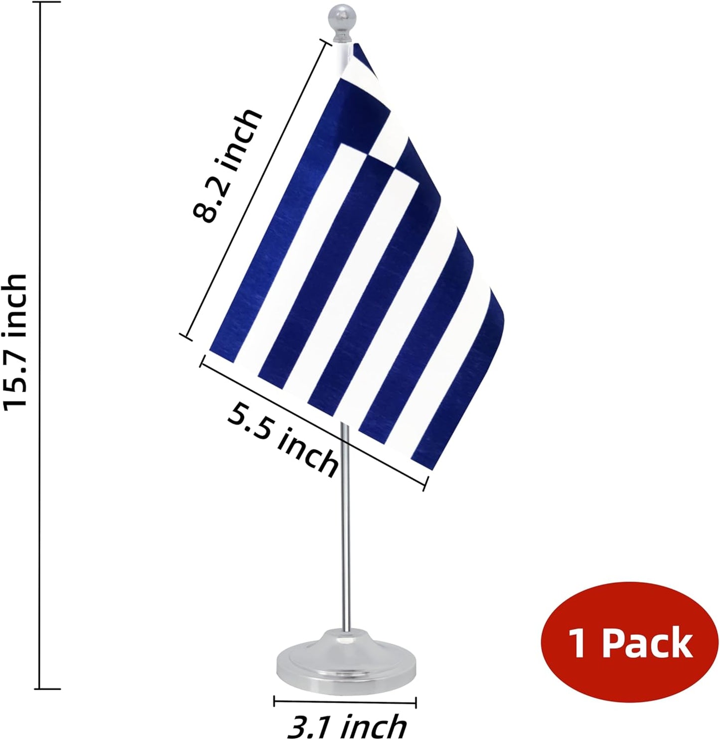 Greece Desk Flag, Greek Table Office Flag with Metal Pole and Stand Base, International Country Flags, Festival Event Celebration, Classroom Meeting Desktop Decor (Greece)