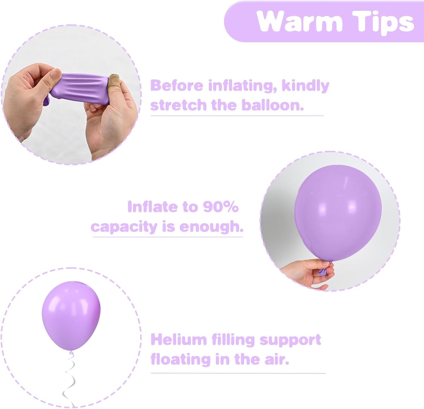 Purple Pink Balloons, 12 Inch Metallic Silver Purple Pink Black Balloons, Pastel Pink Purple Latex Helium Balloon for Girls Women Wedding Bride Shower Baby Shower Birthday Party Decorations