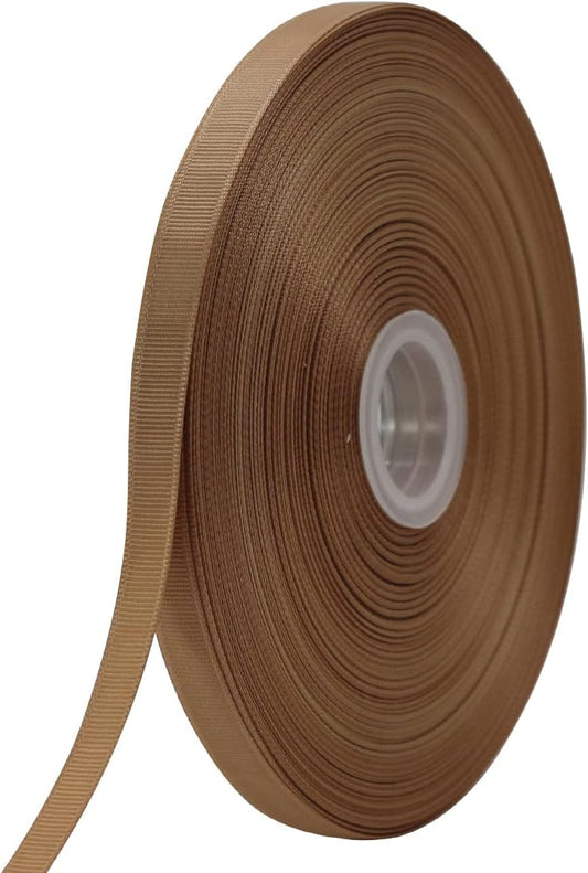 Jesep One Roll 100 Yards 3/8" Soild Grosgrain Ribbon Boutique Gift Wrapping Package Ribbon, DIY Crafts Bow Hair Headband Accessories Assorted Ribbon#835 (3/8" 10mm, Khaki)