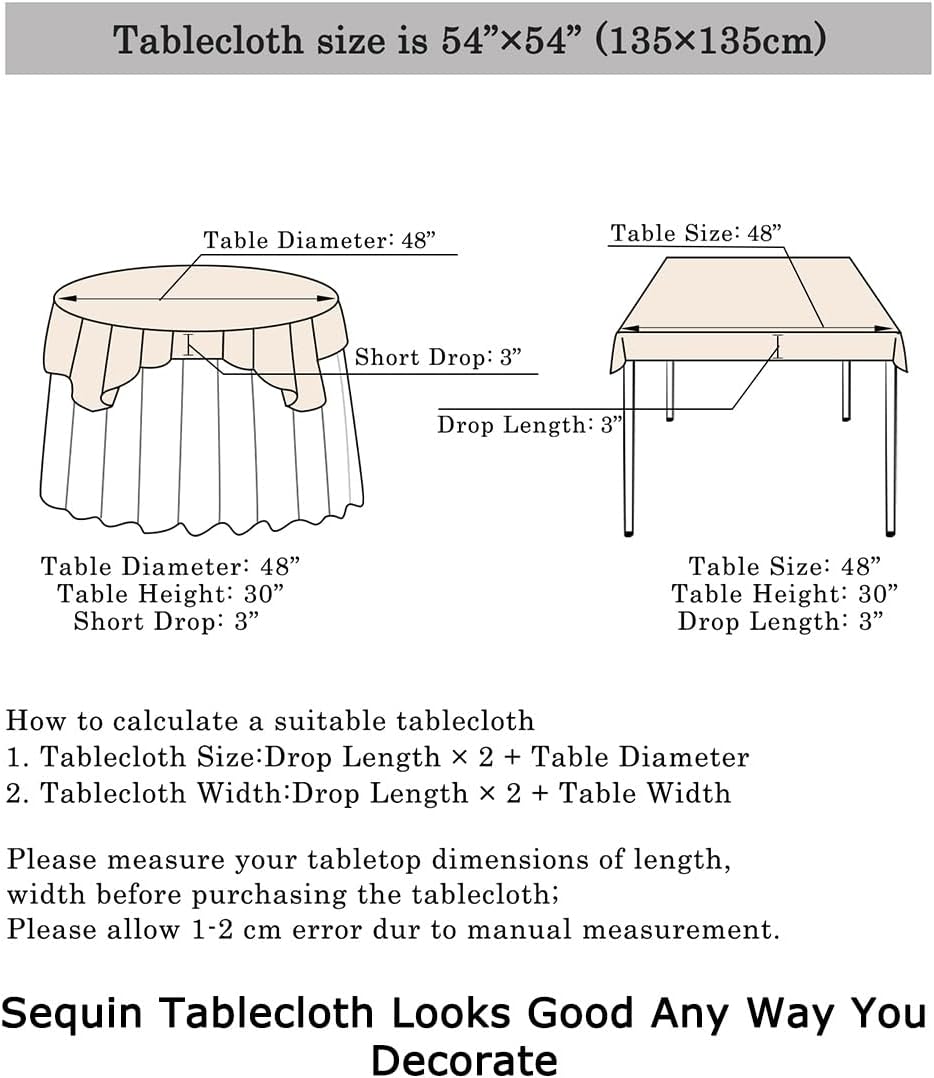 ShinyBeauty Iridescent Green Sequin Tablecloth 54x54” - Square Glitter Overlay for Birthday, Baby Shower, Wedding, Party & Event Decor - Elegant & Sparkly Table Cover