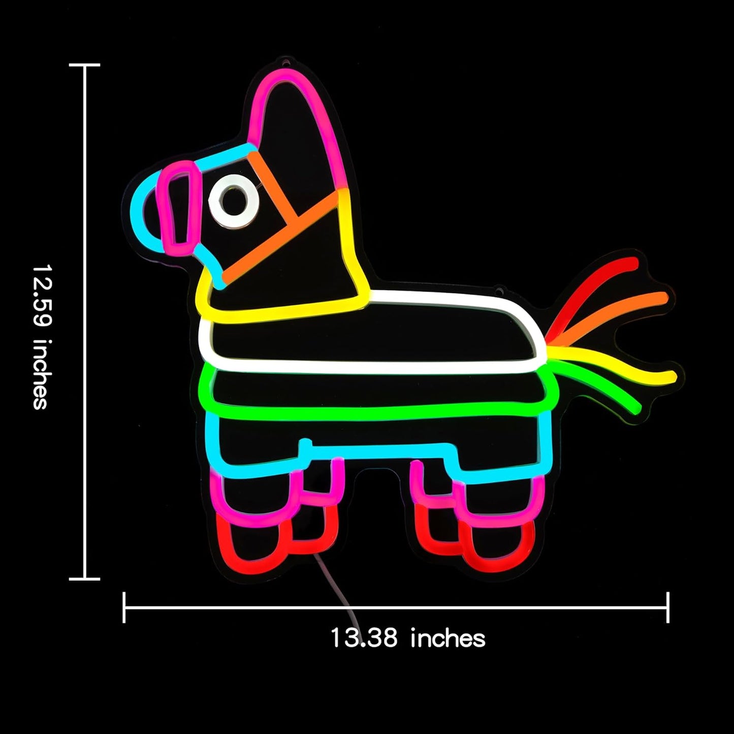 Pinata Neon Sign - Happy Birthday Neon Light for Wall Decor Mexican Colorful Horse Neon Signs with USB Power Neon Light for Bedroom Party Supplies Dimmable Design