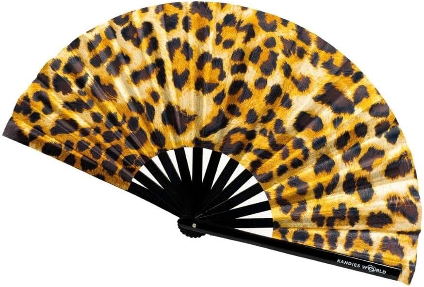 Kandies World UV Reactive Custom Festival Folding Hand Fan - Unique Designs, Made of Bamboo, Clacking Sound, Lightweight - Perfect Rave and Festival Accessory!