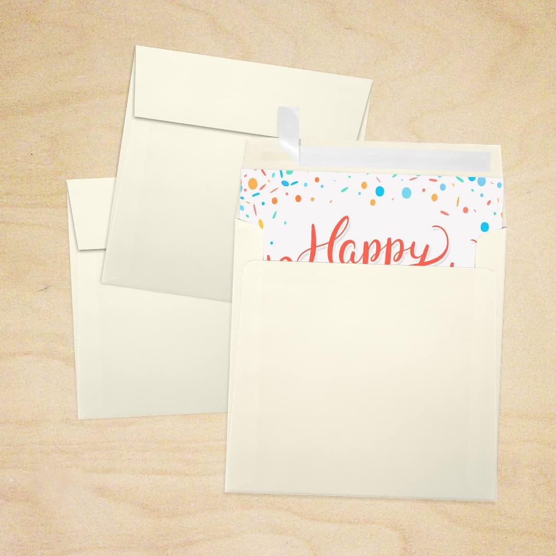 LUXPaper Square Invitation Envelopes | Peel & Press | 5" x 5" | Natural Linen | 80lb. Text | 50 Qty