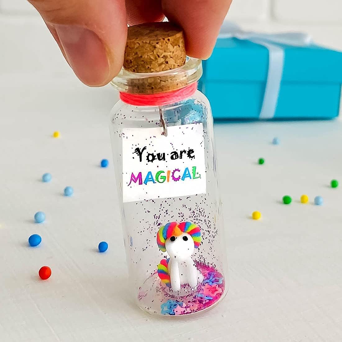 Kseniya Revta Inspirational Message in a Bottle Gift Idea - Classy Gifts for Friends and Family - Unique Boyfriend Girlfriend Presents (Rainbow Unicorn - You Are Magical, Gift Bottle)