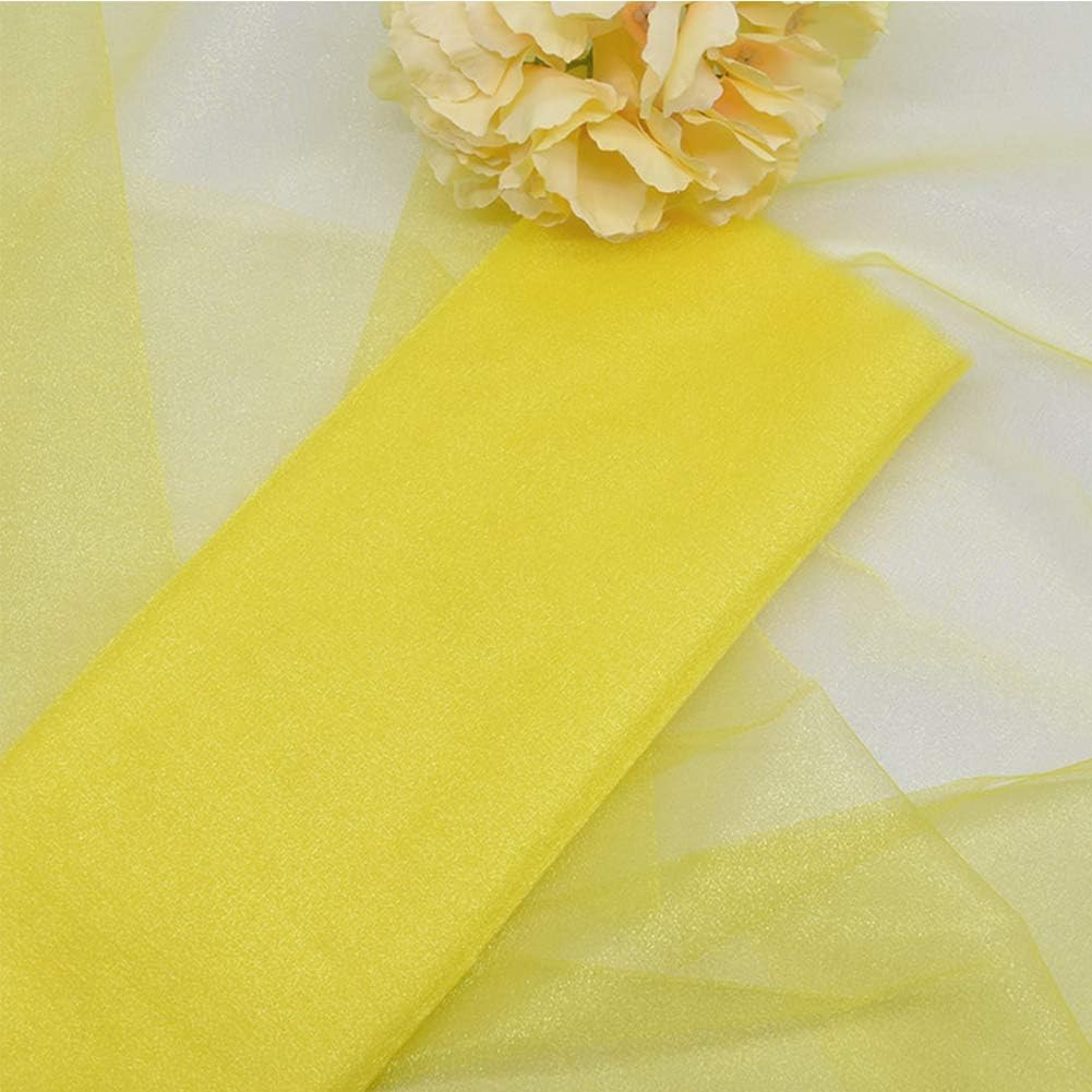 Crystal Organza Tulle Sheer Fabric Backdrop Curtains for Wedding Baby Shower Birthday Party Event Decor, 19” by 30 Yard (Yellow)
