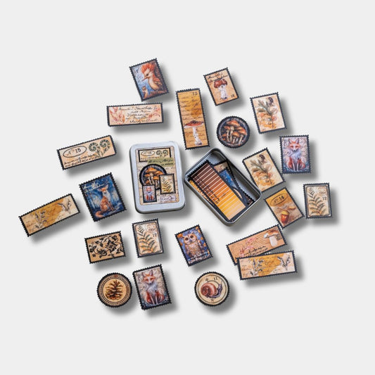 Forest Stamps Sticker Tin Box 42 Stickers