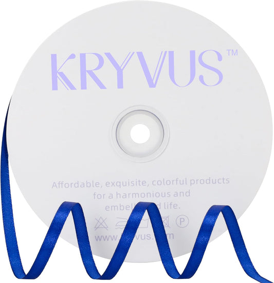 Royal Blue Satin Ribbon 1/4 inch X Continuous 100 Yards, Single Face Polyester Ribbon Perfect for Gift Wrapping, Flower Bouquet, Wedding Decor, Crafts, Bow Making, Sewing and More