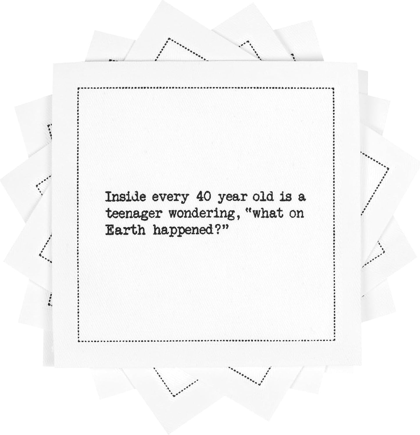 Five Star Napkins 40th Birthday Quotes White Cotton Cocktail Napkins, Beverage Napkins, Bar Napkins, Cloth Napkins, Party Napkins, Events, Holidays, Weddings, Birthdays, Disposable, 4.5" x 4.5"- (50x)