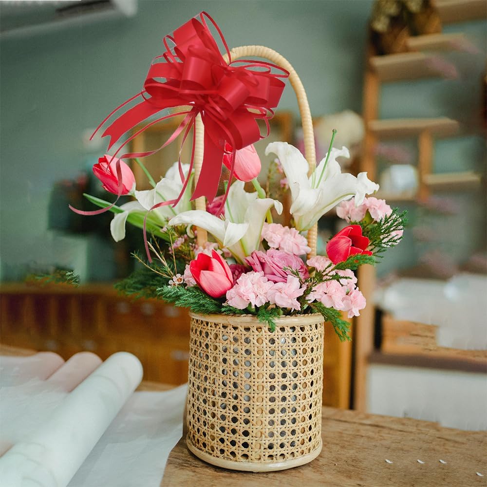 Pull Bows for Gift Wrapping – 15-Pack Red Gift bows, Waterproof DIY Bow for Christmas, Weddings, Holidays, Baby Showers, Party Decor(6 Inches)