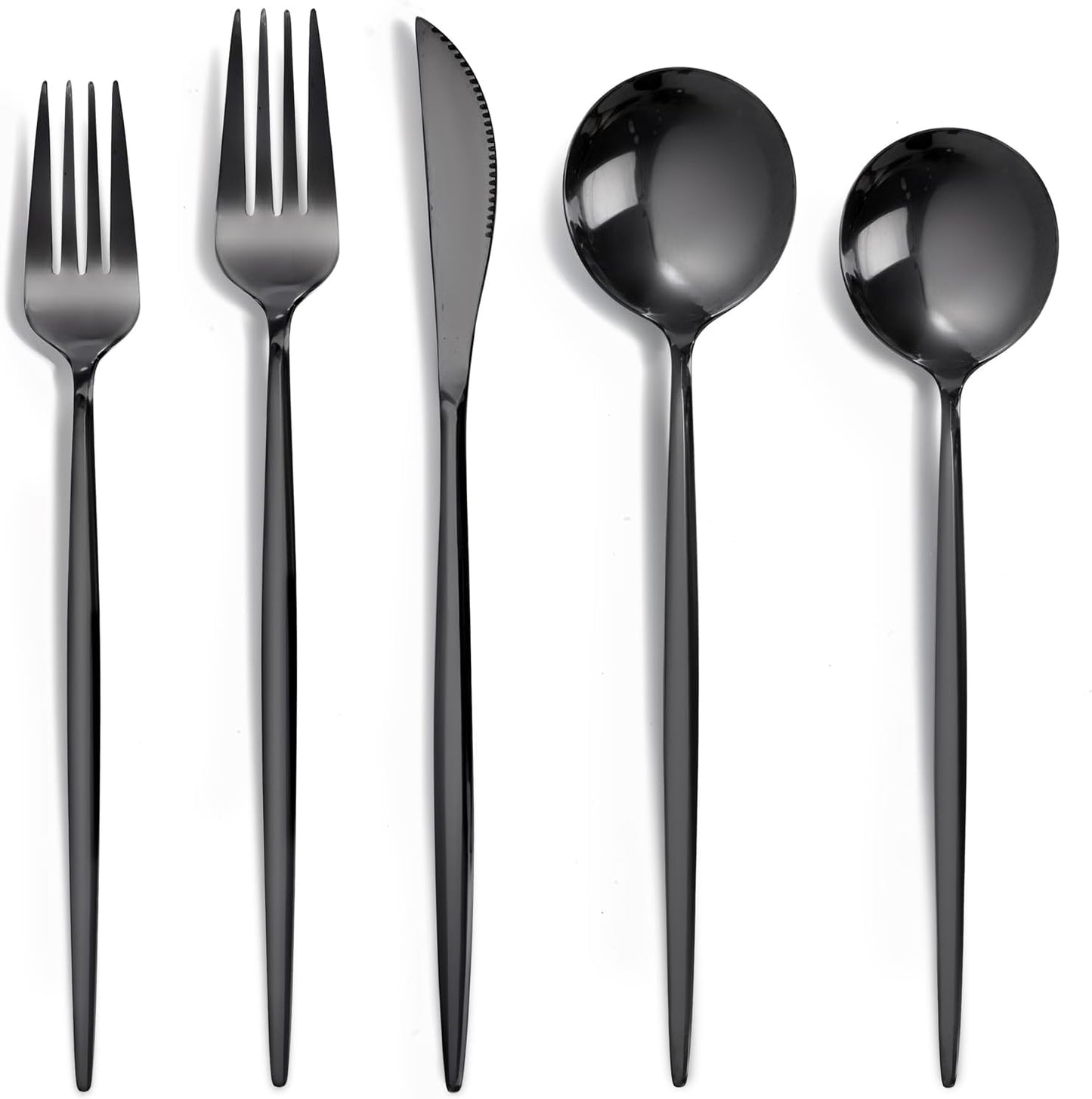 NOCCUR 40-Piece Stainless Steel Black Silverware Set for 8 - Black Utensils Set Include Knives Spoons and Forks for Home&Party