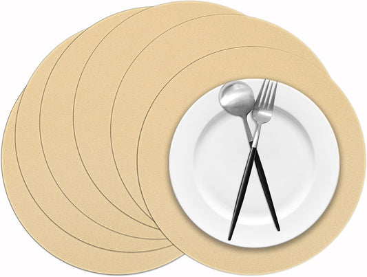 50 Pieces Kraft Paper Place Mats Brown Round Disposable Table Mats Decorative Placemats for Wedding Bridal Shower Black Birthday Party Dining Decor