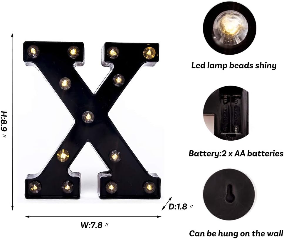 Foaky Black LED Marquee Number Lights Sign Light Up Marquee Number Lights Sign for Night Light Wedding Birthday Party Battery Powered Christmas Lamp Home Bar Decoration