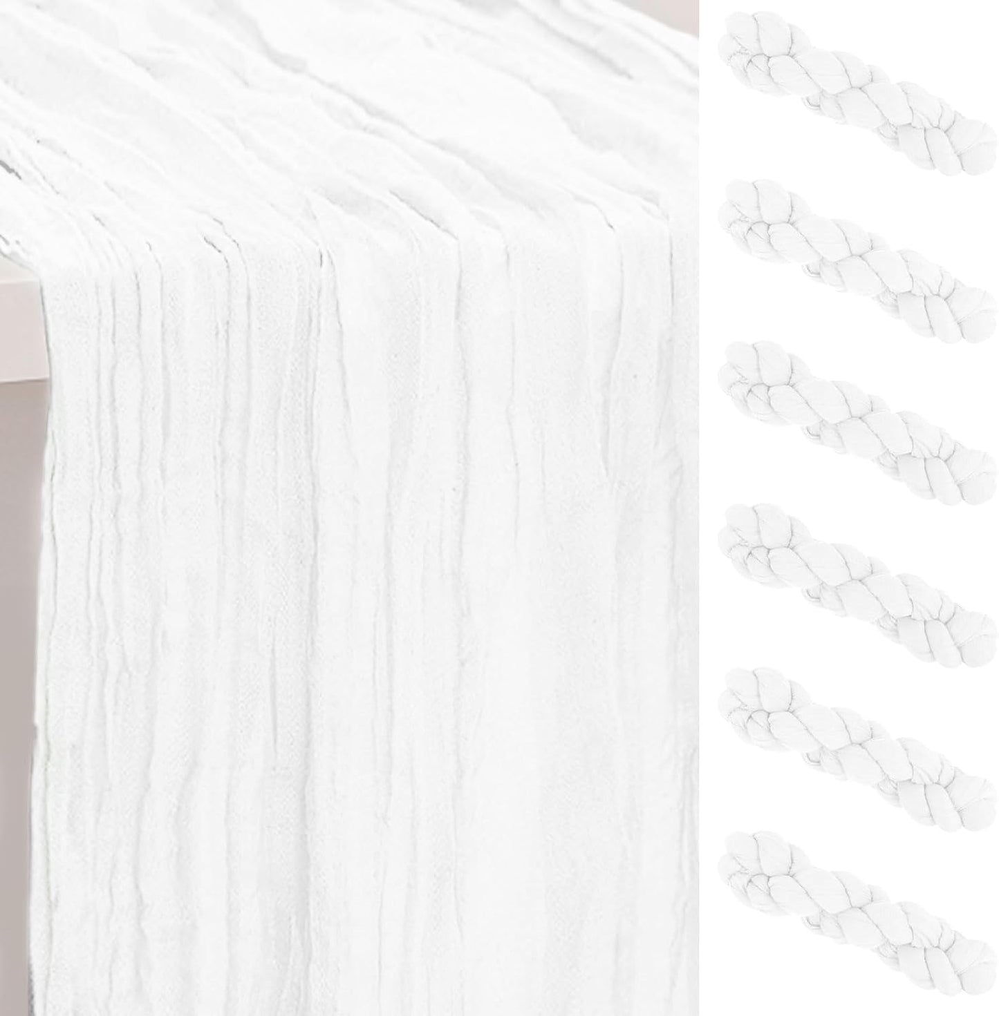 6 Pack White Cheesecloth Table Runner 35x120 Inch 10Ft Rustic Gauze Cheese Cloth Thanksgiving Table Runner Sheer Cheesecloth Table Runners for Wedding Party Bridal Shower Decoration