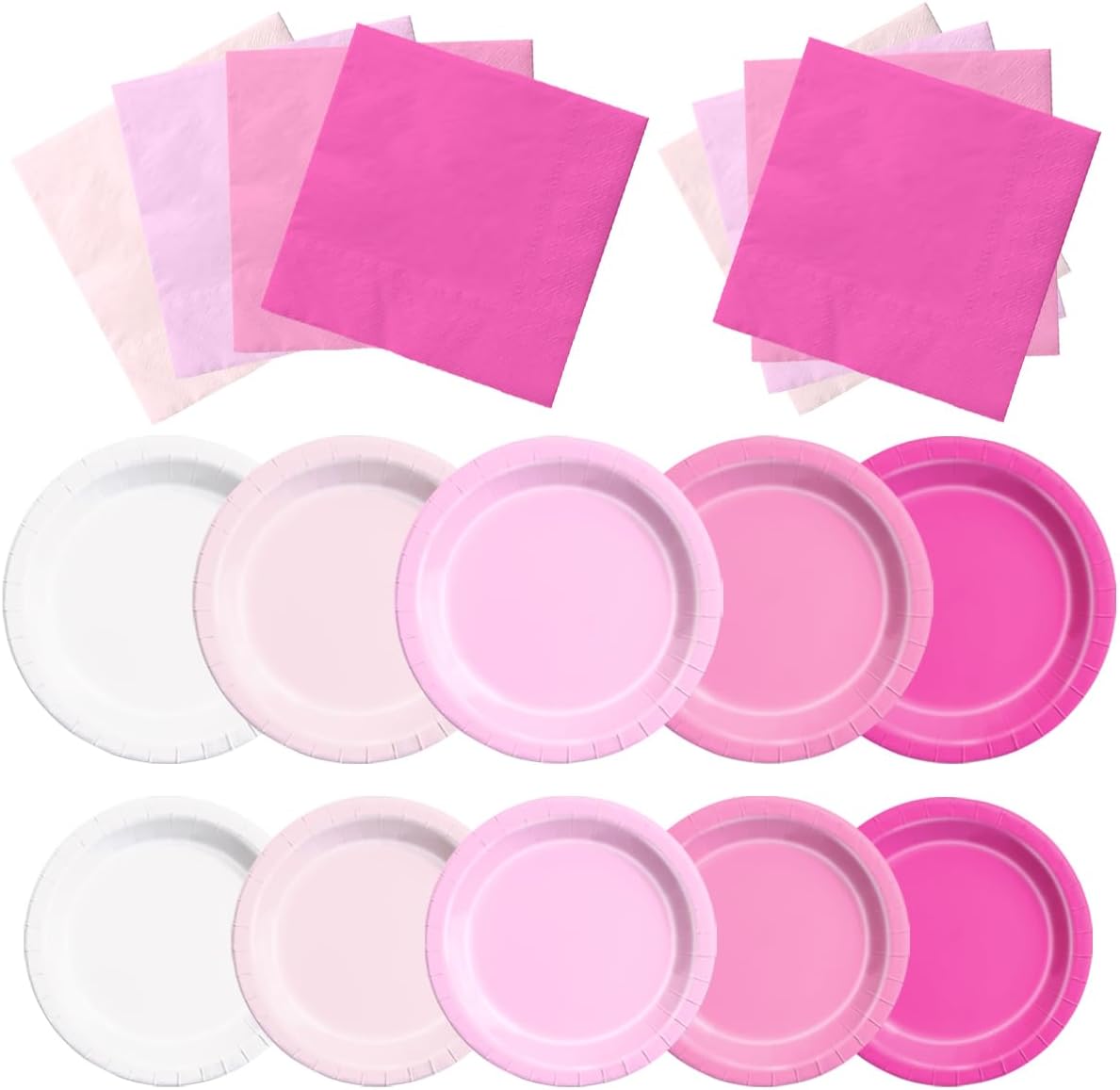 CMUSKO Pink Birthday Decorations-60Pcs Light Pink Plates and Napkins Kit Girls Gradient Pink Party Supplies for Birthday,Wedding, Bridal Shower