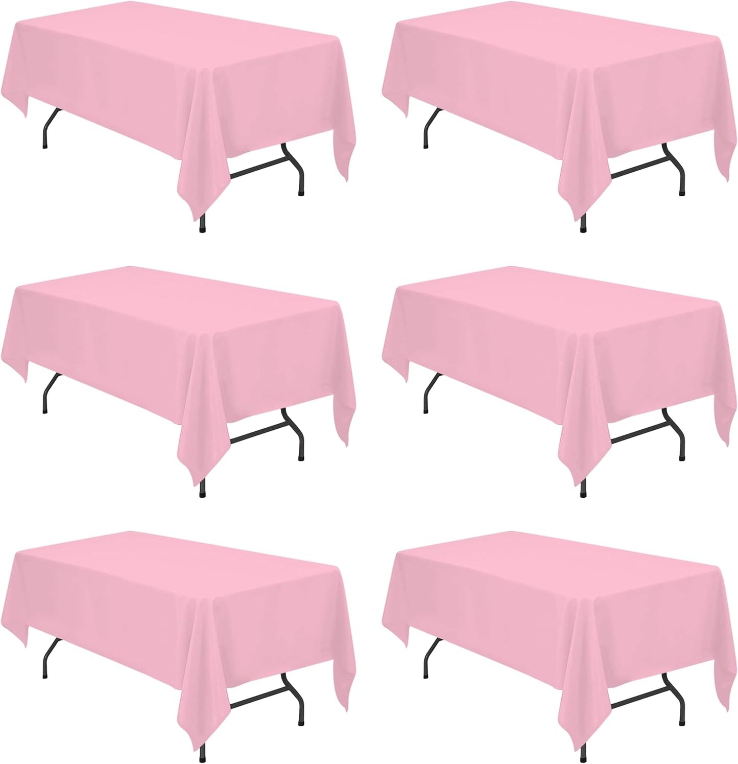 BRILLMAX 6 Pack Pink Tablecloths for 6 Foot Rectangle Tables 60 x 102 Inch - 6ft Rectangular Bulk Linen Polyester Fabric Washable Cloth Cover for Wedding Reception Banquet Birthday Party