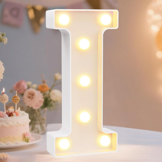 Pooqla LED Marquee Letter Lights Sign, Light Up Alphabet Letter for Home Party Wedding Decoration I