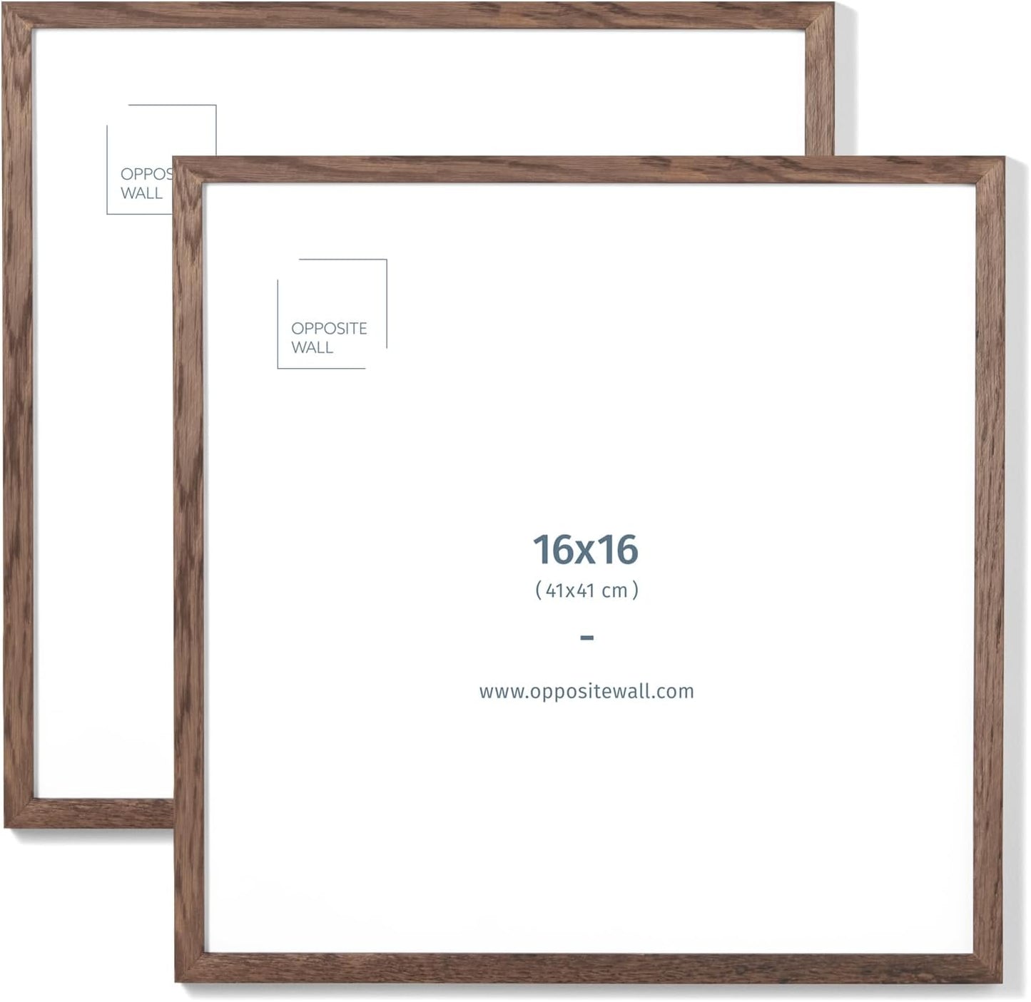 Opposite Wall - 16x16 in - Dark Solid Oak Wood Picture Frame - Lightweight, Versatile & Shatterproof - Wall Hanging Poster or Photo Frame - Wall Decor for Office, Gallery & Home - 2 Pack