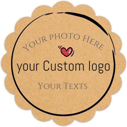 100pcs Personalized Stickers Labels Custom Business Logo Stickers Kraft Paper Labels in Circle, Rectangle, Square, Oval, in 1.5",2", 2.5“, 3”, 4" (Flower)
