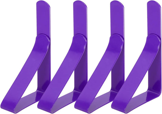 uxcell 4 Pack Tablecloth Clips, Stainless Steel Table Cloth Cover Clamps, 2.95" x 1.77" Windproof Holder Clips for Home Party Picnic Wedding Camping Dining Tables, Purple