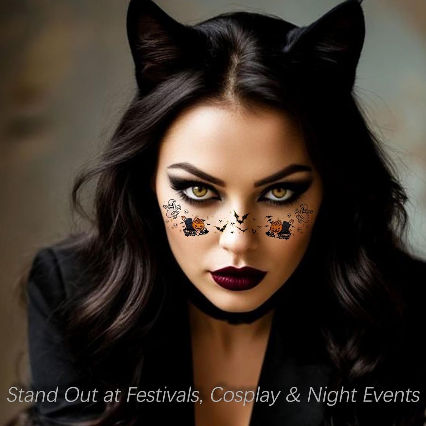 Glitter Freckles, 24PCS Glitter Freckles Face Tattoo, Sparkle Freckles for Women, Waterproof Gold Temporary Face Tattoos Glitter Glow Up Patches Makeup Patches (Halloween 10pcs)