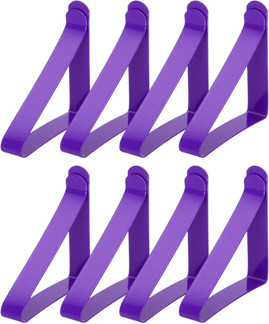 uxcell 8 Pack Tablecloth Clips, Stainless Steel Table Cloth Cover Clamps, 2.56" x 2.68" Windproof Holder Clips for Home Party Picnic Wedding Camping Dining Tables, Purple