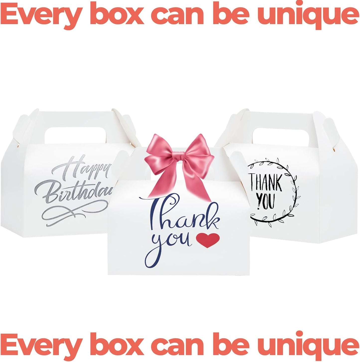 UnicoPak 30 Pack White Gable Treat Boxes Party Favor Boxes for Goodie Snacks Cookie Candy Toys Birthday Party Wedding Shower Holidays 6.5x3.5x4 Inches