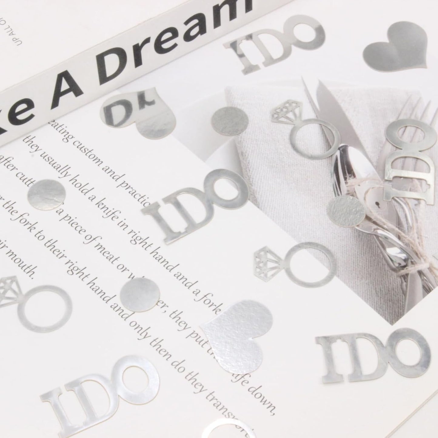 Wedding Confetti, Engagement Confetti for Wedding Shower Decorations, Bridal Shower Confetti for Bridal Shower Decorations, 160 PCS Glitter Silver I DO Confetti for Engagement Table Decorations