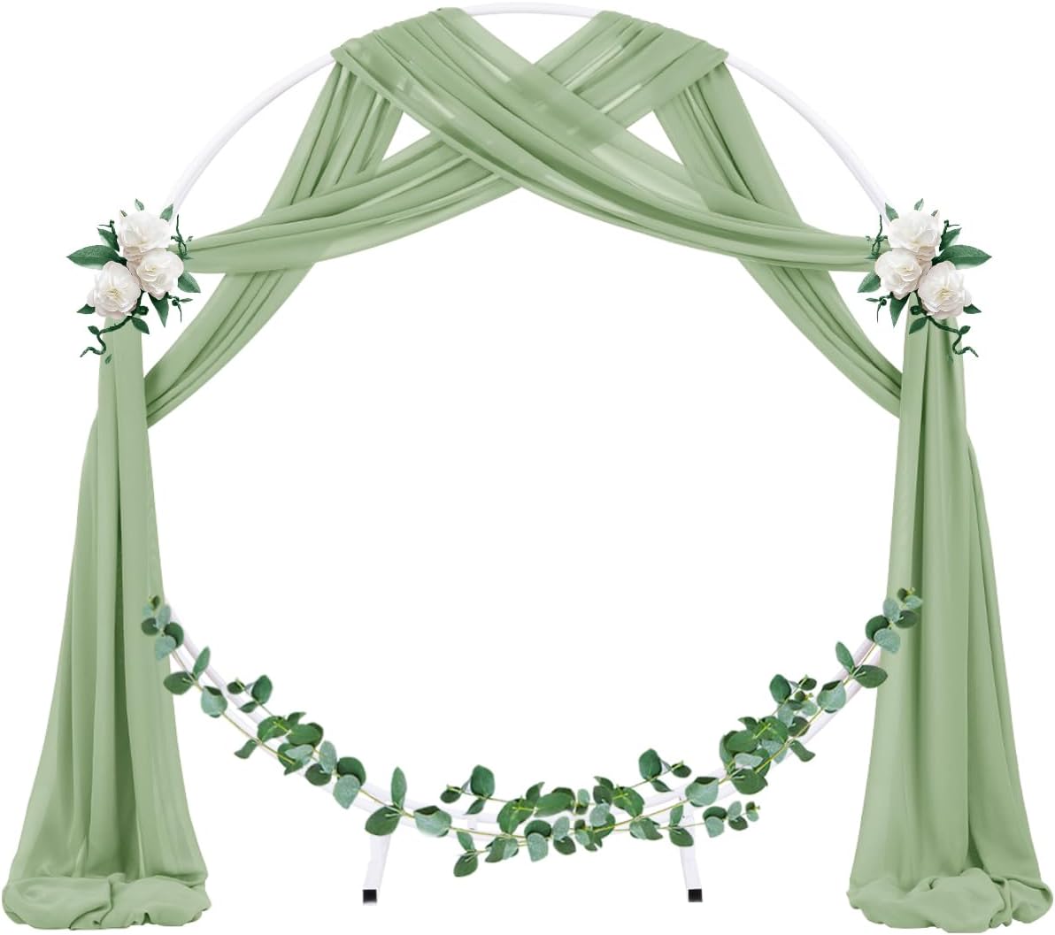 Socomi Wedding Arch Draping Fabric 3 Panels 29" x 19Ft Sage Green Sheer Chiffon Curtain Drapes 6 Yards for Wedding Ceremony Birthday Party Decoration