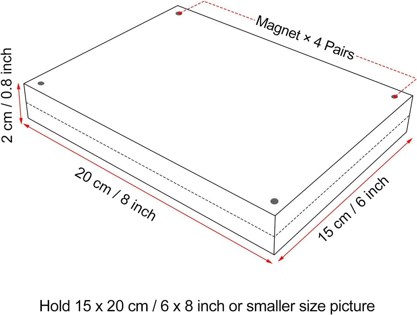 Boxalls 6x8 Inches Acrylic Picture Frame, Double Sided Clear Frameless Photo Frame with Magnetic Desktop Transparent