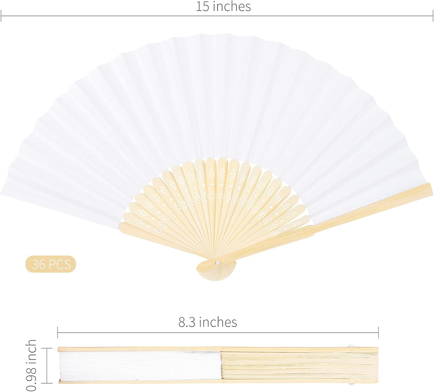 Aneco 36 Pieces Handheld Paper Fans Paper Folding Fans with Bamboos for Wedding Gift, Party, Home, DIY, Multicolor