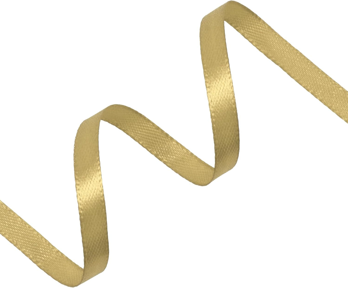 Light Gold Satin Ribbon 1/4 inch X Continuous 25 Yards, Single Face Polyester Ribbon Perfect for Gift Wrapping, Flower Bouquet, Wedding Decor, Crafts, Bow Making, Sewing and More