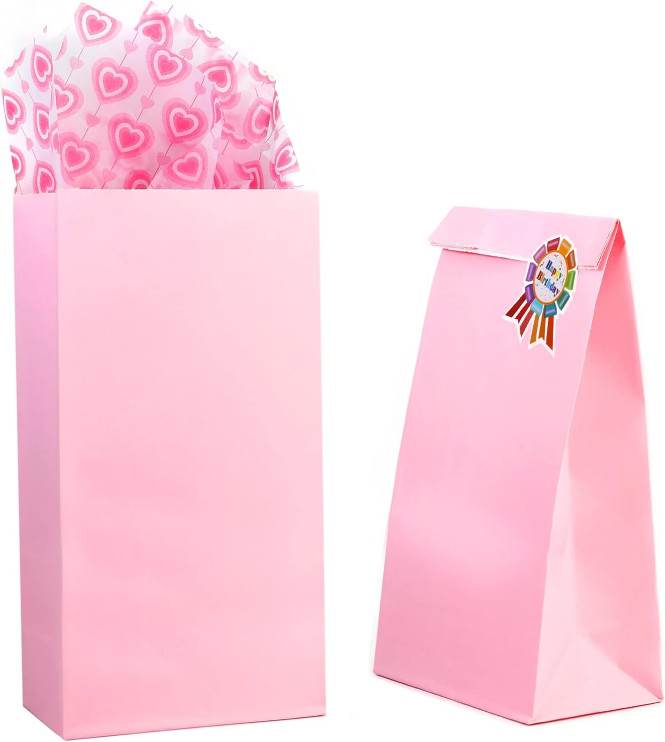 Oletx 30-Pack Pink Party Favor Paper Bags for Birthday,Treat,Goodie, Candy, Paper Lunch Bags, Babyshower,Valentine's Day,Mother's Day