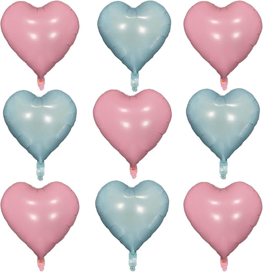 Pink Heart Shaped balloons Pack of 10,18 Inch Love Valentine Balloons Blue Heart Romantic Balloons For Valentines Day Propose Marriage Wedding Bridal Shower Engagement Party Decorations